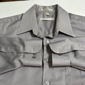 Geoffrey Beene Dress Shirt Wrinkle Free Long Sleeve Button Up Gray L 16‎ 1/2 34